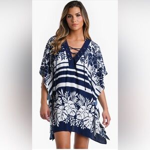 La Blanca Lace Up Cover-up Carftan, size Large, $125